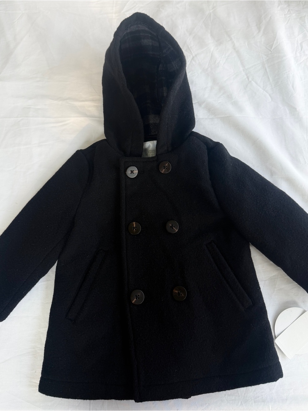 Edgehill Collection Baby Sz 18 M Black Wool Blend Double Breasted Peacoat NWT